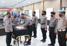 Polres Karanganyar Gelar Penandatangan Pakta Integritas dan Pengambilan Sumpah Penerimaan Polri 2020