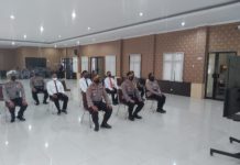 Pejabat Utama Polres Karanganyar Mengikuti Puncak Acara Peringatan Hari Sumpah pemuda ke-93 Tahun 2021 Secara Virtual