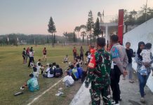 Sinergitas TNI Polri Amankan Liga Internal Sepak Bola Kecamatan Ngargoyoso, Berjalan Lancar
