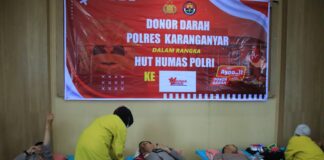 Polres Karanganyar Gelar Donor Darah Serentak Sambut Hari Jadi Humas Polri ke-74