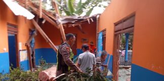 Polsek Jumapolo Sigap Evakuasi Pohon Tumbang Menimpa Rumah Warga di Desa Bakalan